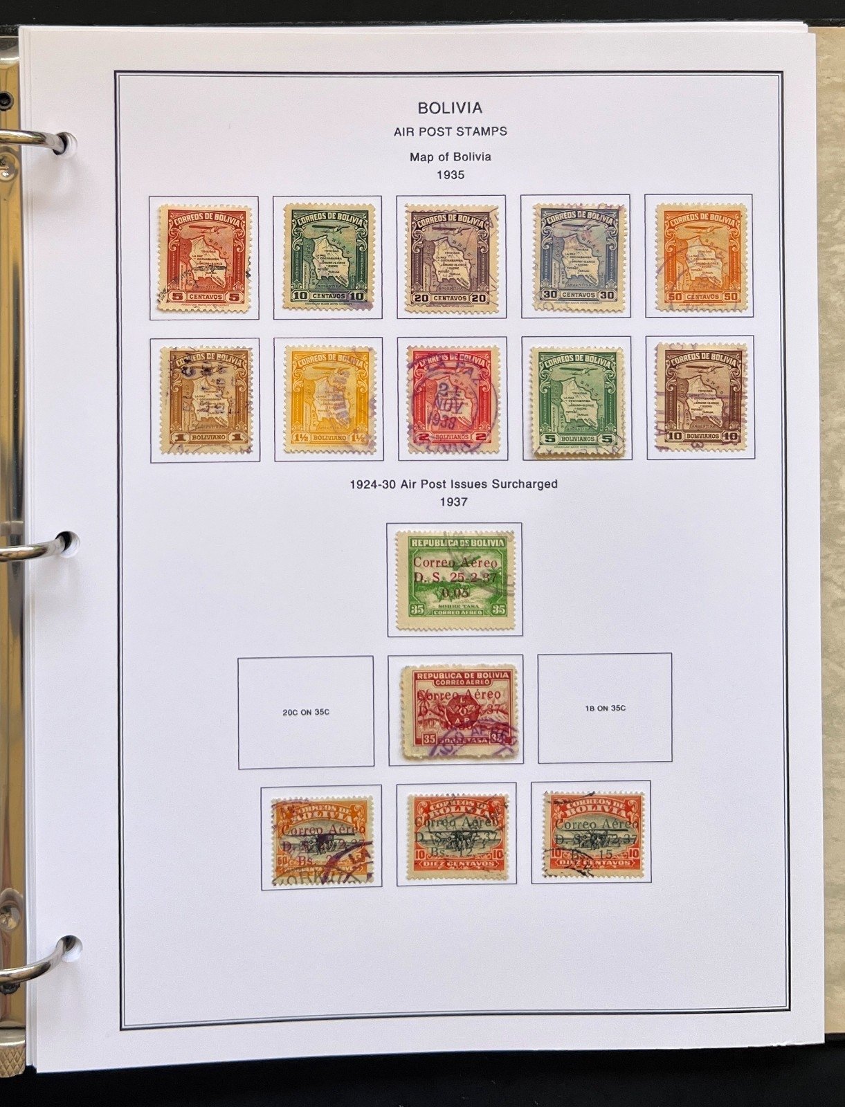 Bolivia Stamp Collection Album Steiner Pages Mint & Used 1867-1962 ZAYIX
