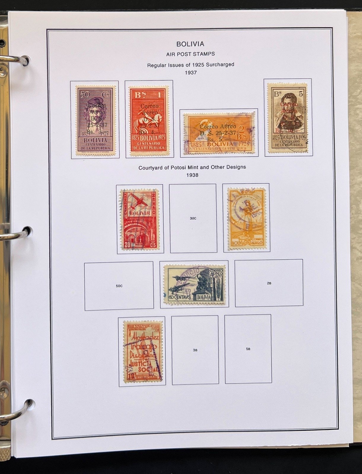 Bolivia Stamp Collection Album Steiner Pages Mint & Used 1867-1962 ZAYIX