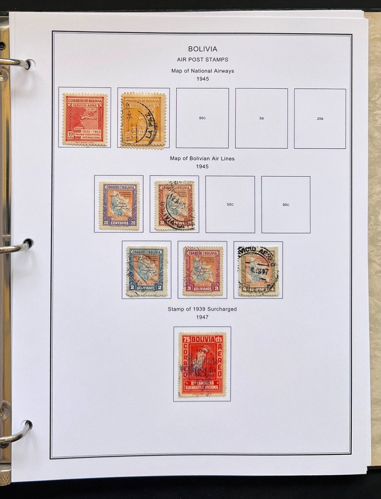 Bolivia Stamp Collection Album Steiner Pages Mint & Used 1867-1962 ZAYIX