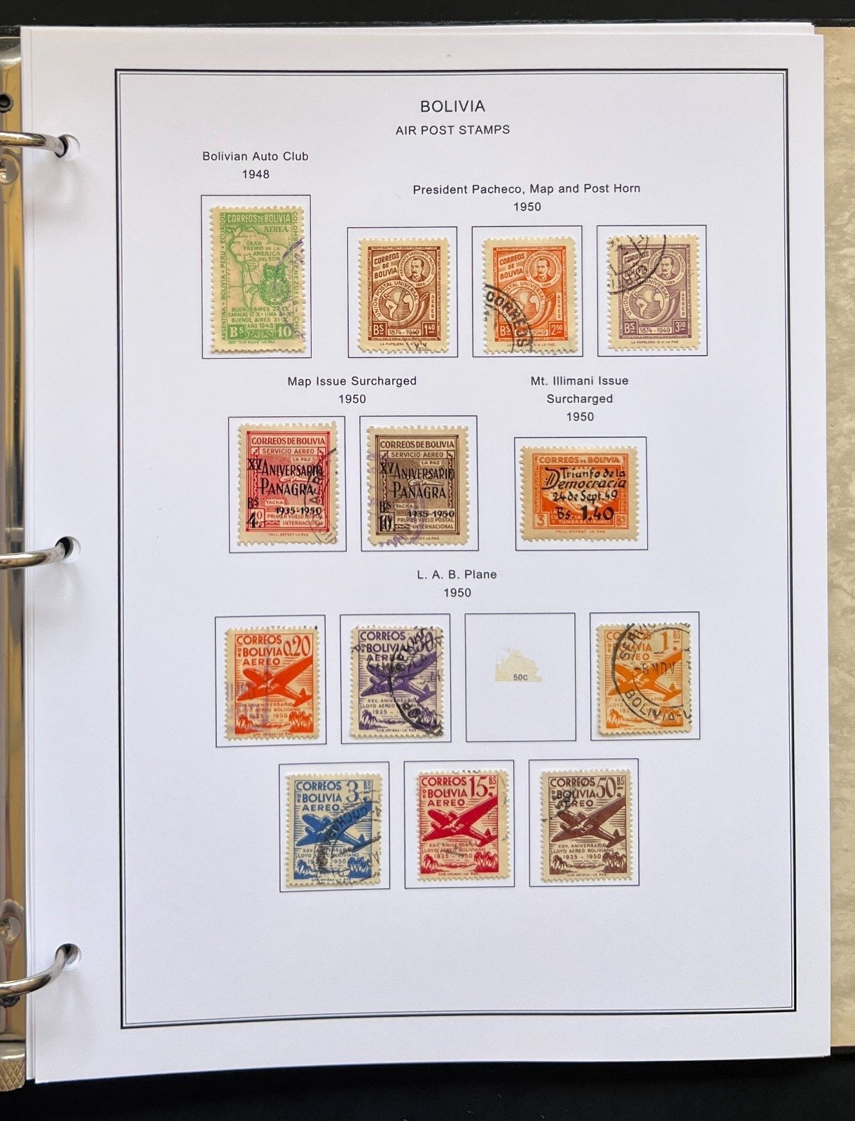 Bolivia Stamp Collection Album Steiner Pages Mint & Used 1867-1962 ZAYIX