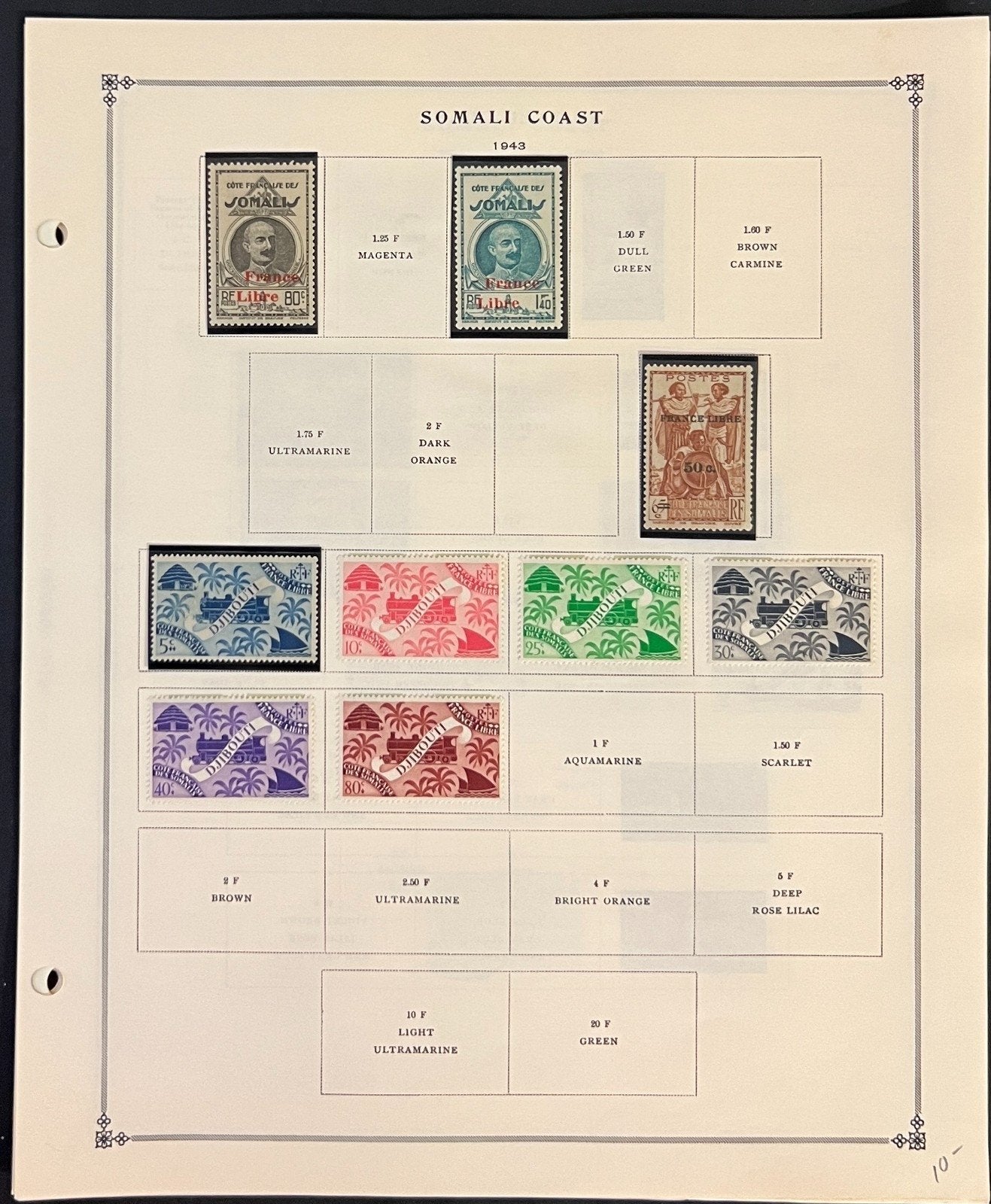 Somali Coast Stamp Collection Pages Mint & Used 1941-1966 ZAYIX