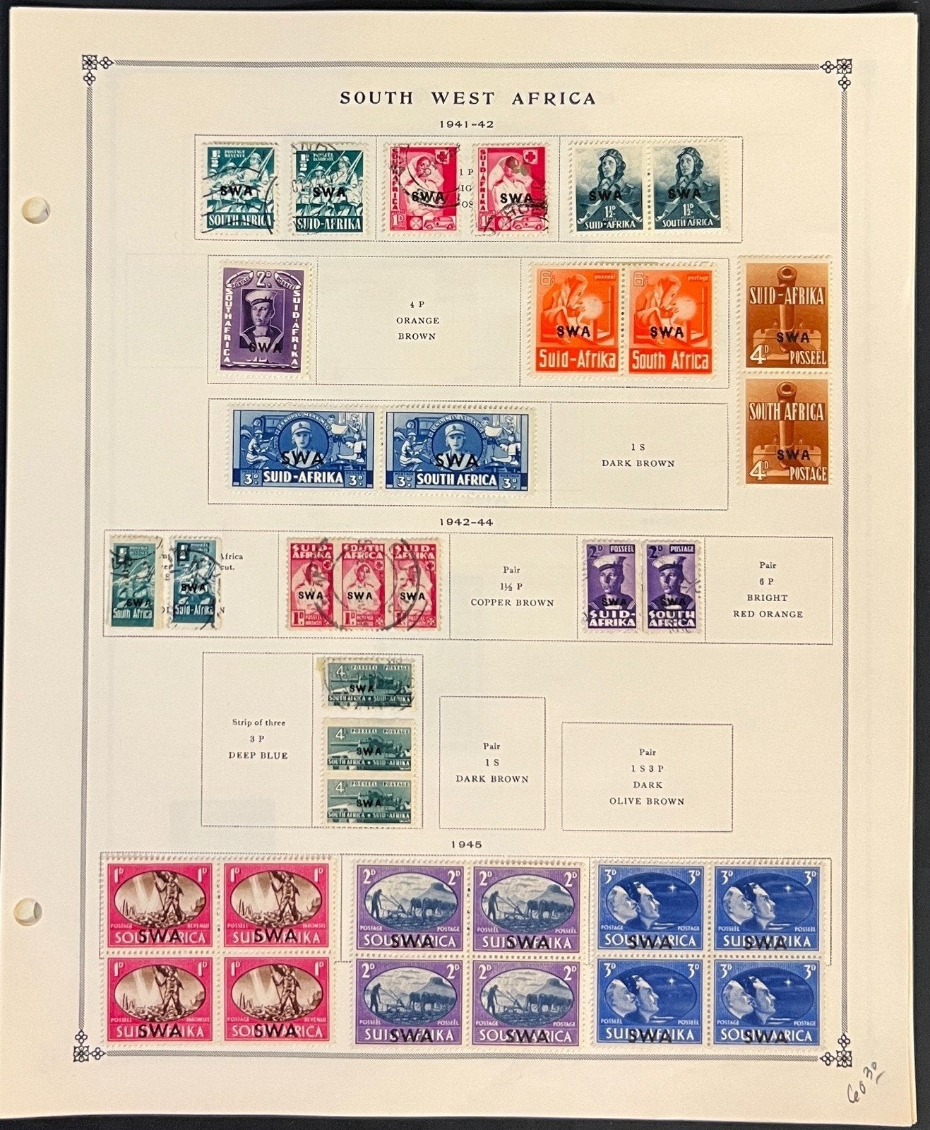 South West Africa Stamp Collection Pages Mint Hinged & Used 1941-1978 ZAYIX