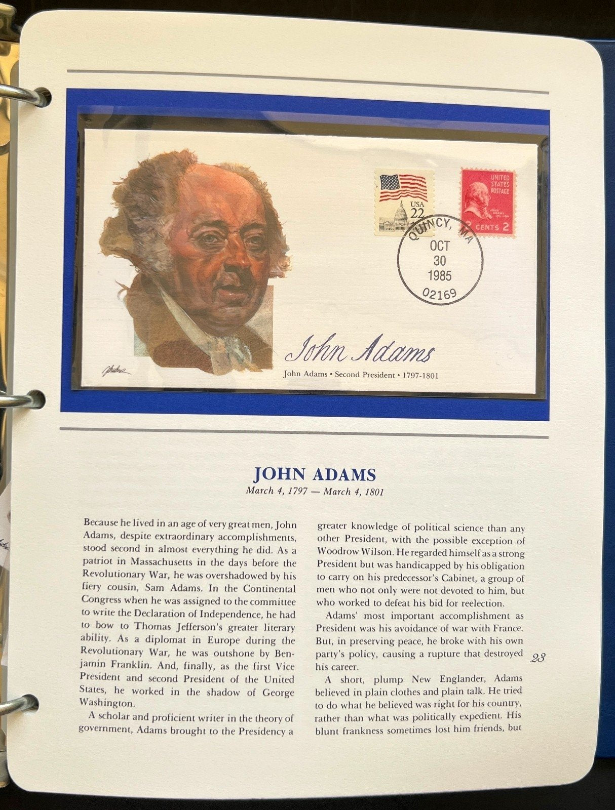 Presidents of The United States First Day Cover Collection Album FDC 1985 ZAYIX