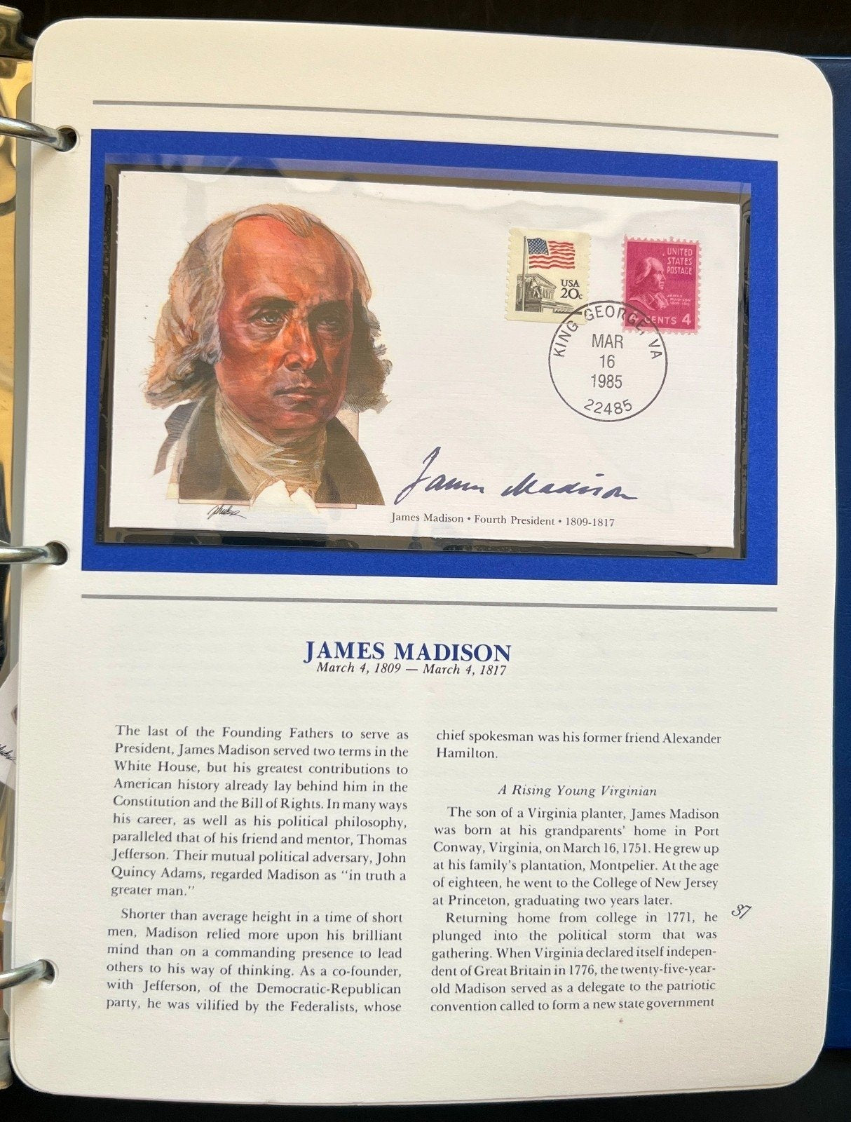 Presidents of The United States First Day Cover Collection Album FDC 1985 ZAYIX