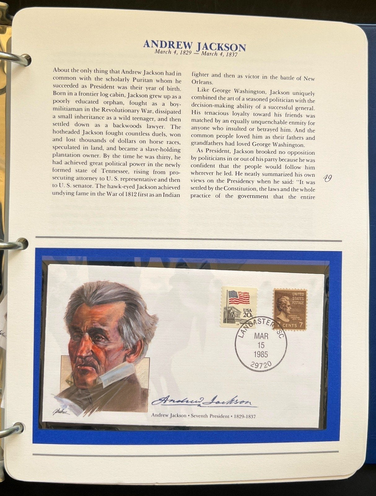Presidents of The United States First Day Cover Collection Album FDC 1985 ZAYIX