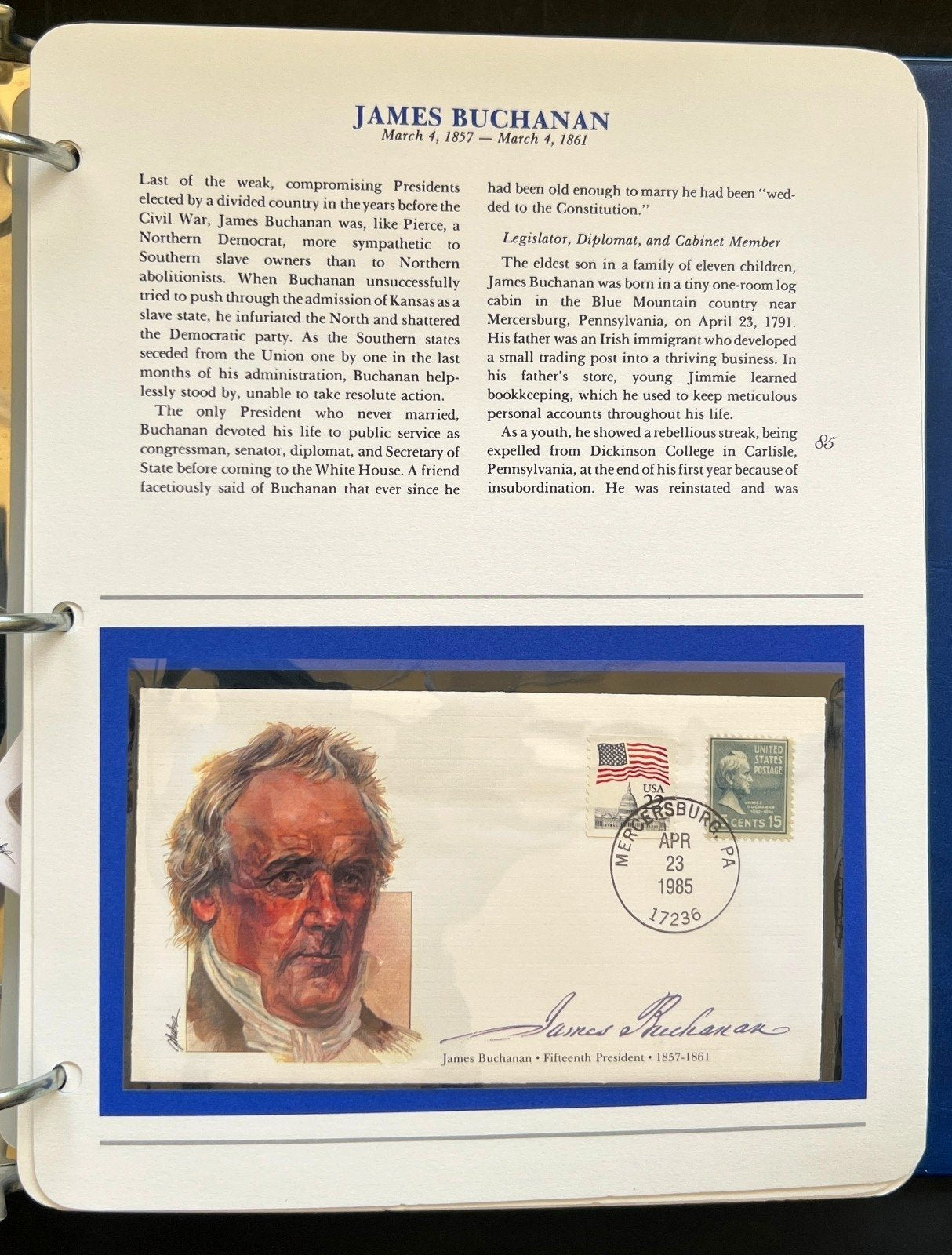 Presidents of The United States First Day Cover Collection Album FDC 1985 ZAYIX