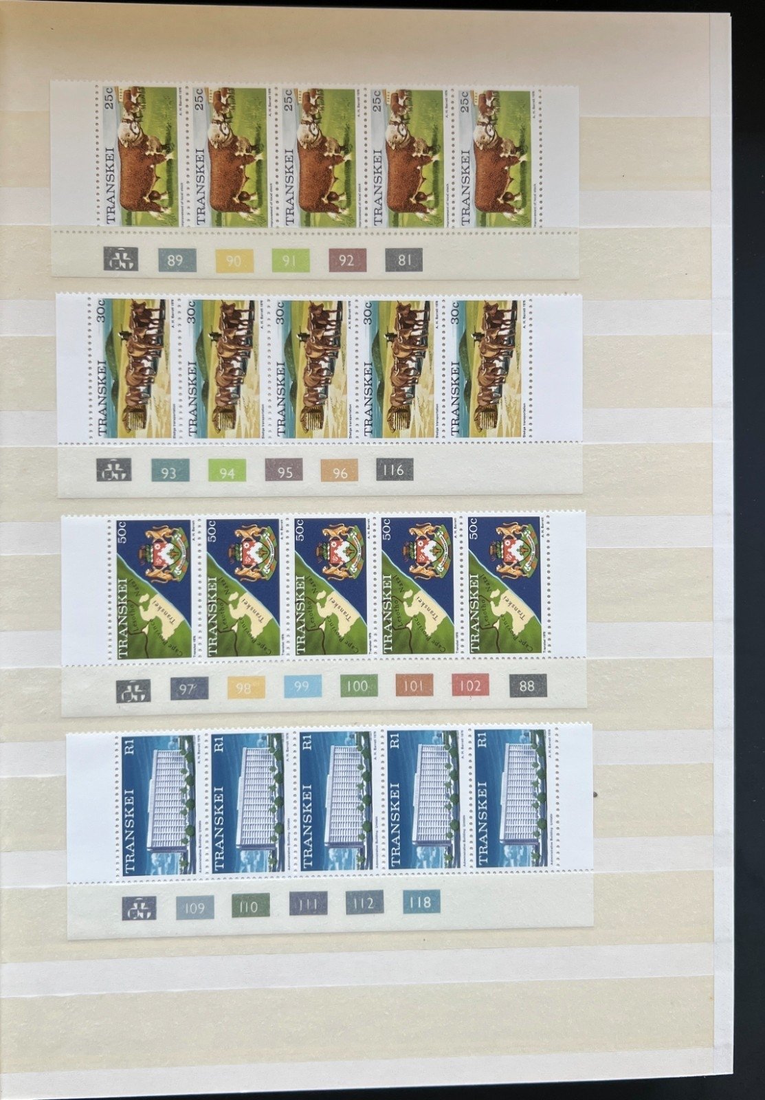 Transkei Plate Blocks & Plate Strips Stamp Collection Stock Book MNH ZAYIX