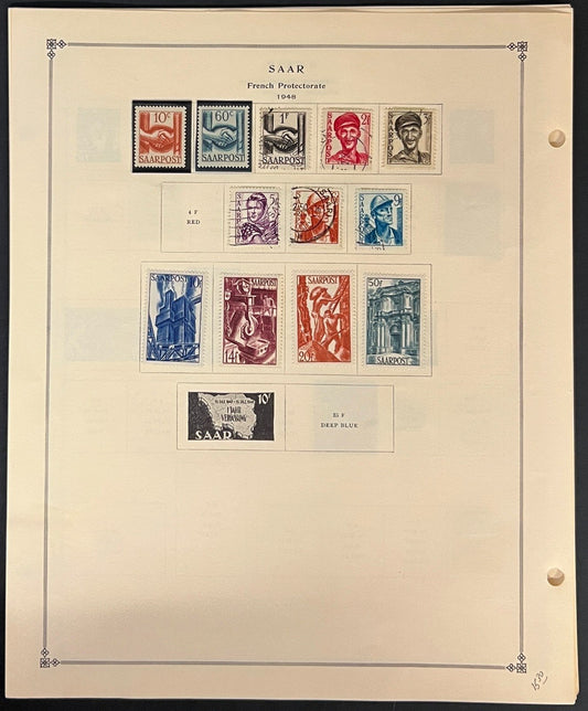Saar Stamp Collection Pages Mint & Used 1947-1958 ZAYIX