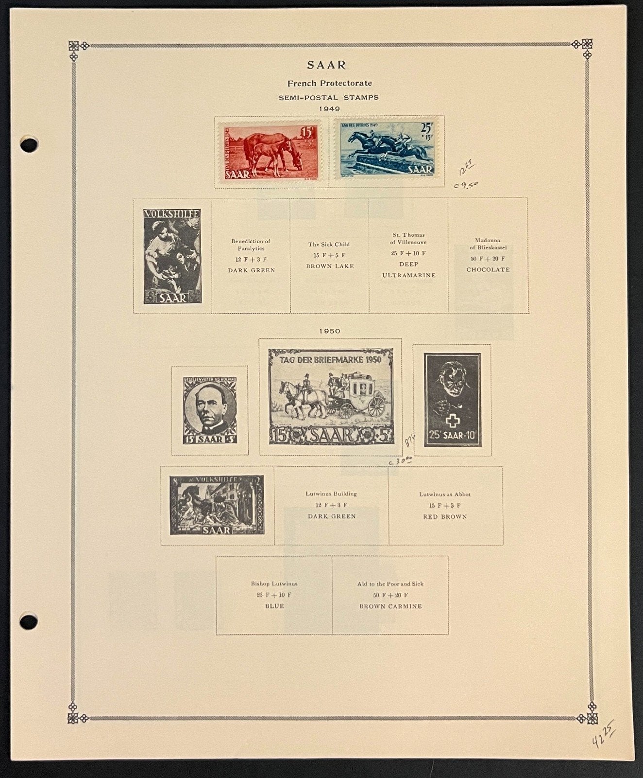 Saar Stamp Collection Pages Mint & Used 1947-1958 ZAYIX