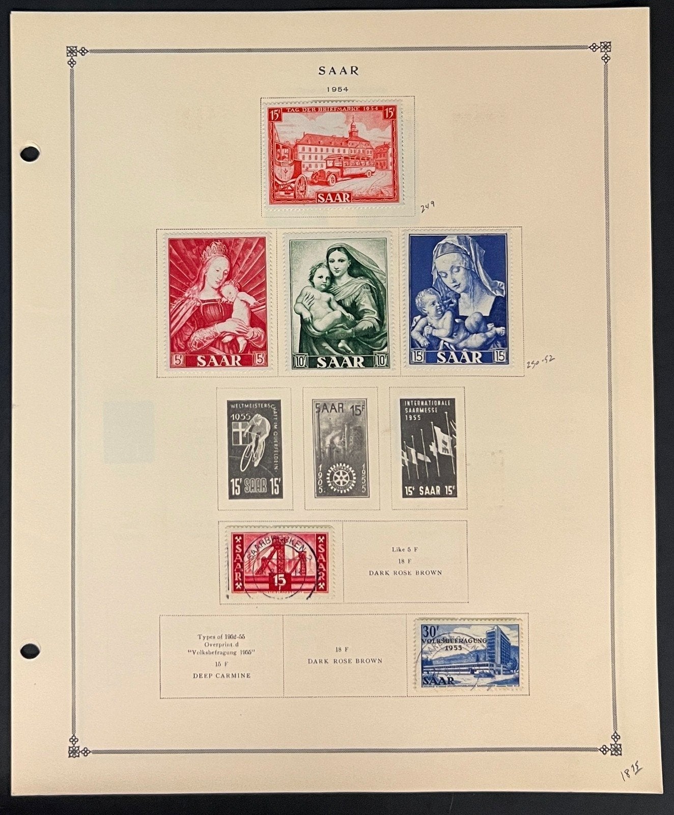 Saar Stamp Collection Pages Mint & Used 1947-1958 ZAYIX