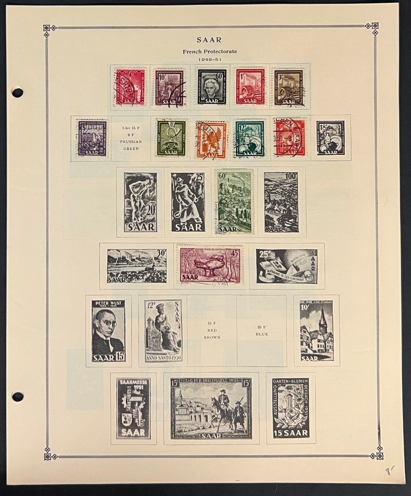Saar Stamp Collection Pages Mint & Used 1947-1958 ZAYIX