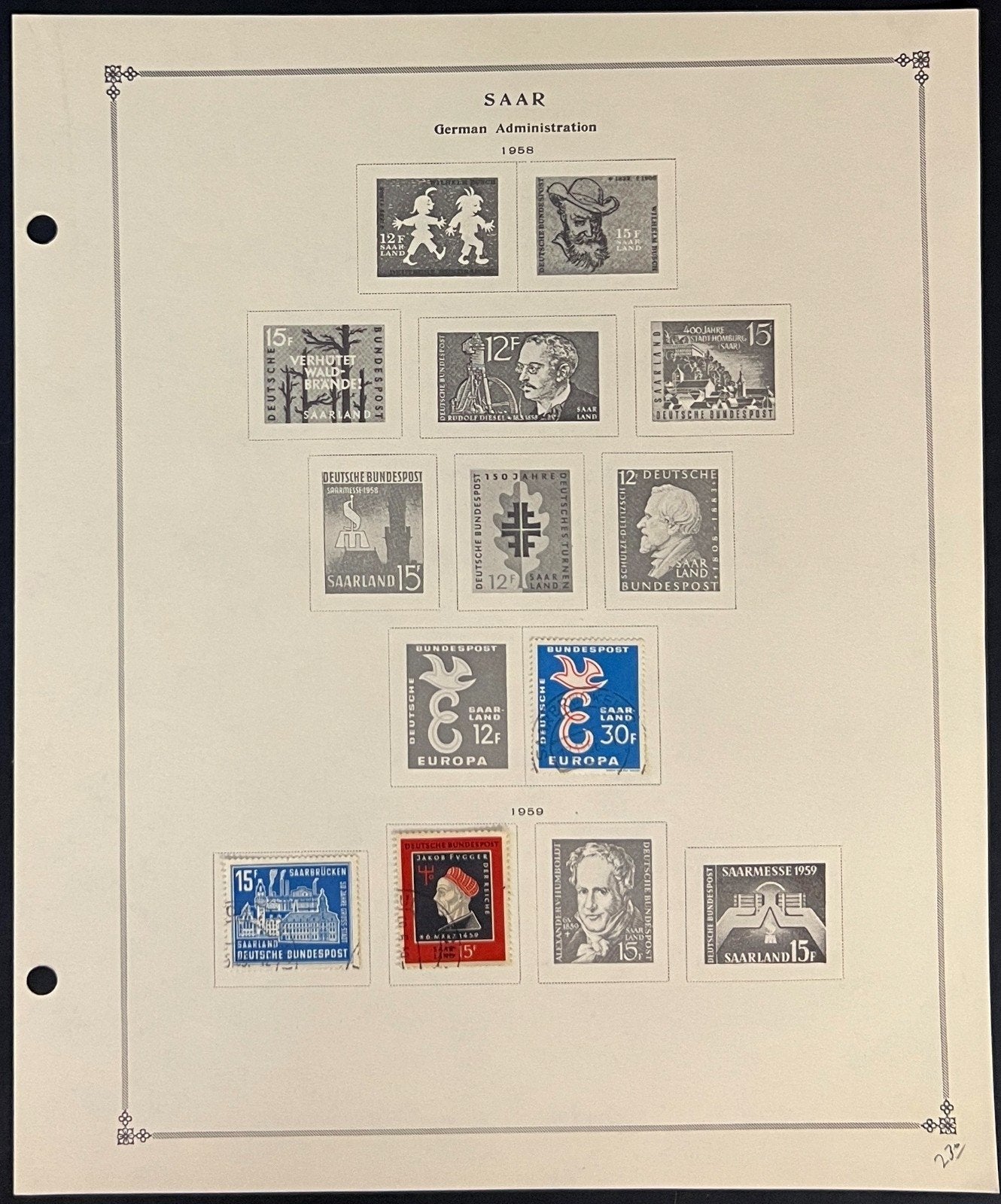 Saar Stamp Collection Pages Mint & Used 1947-1958 ZAYIX