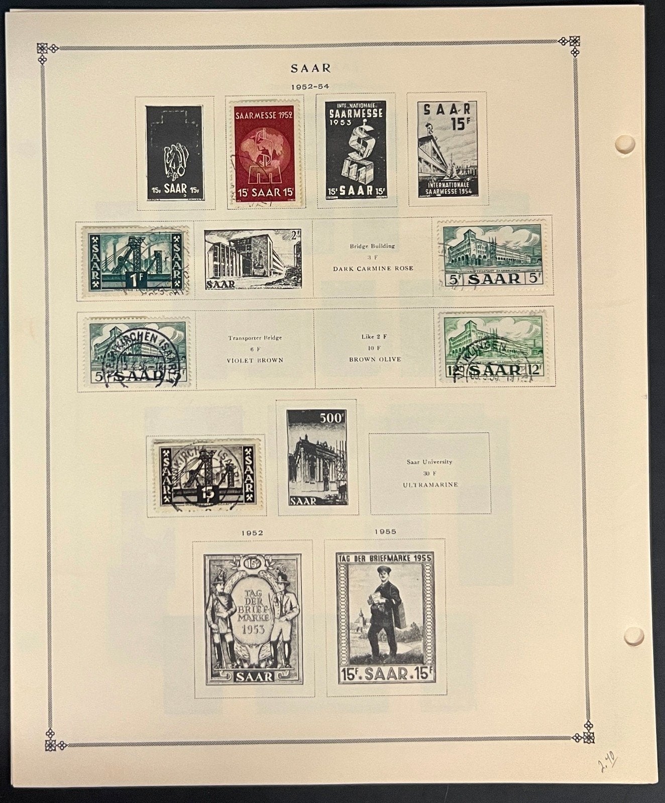 Saar Stamp Collection Pages Mint & Used 1947-1958 ZAYIX