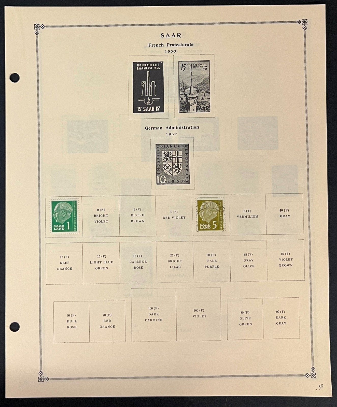 Saar Stamp Collection Pages Mint & Used 1947-1958 ZAYIX
