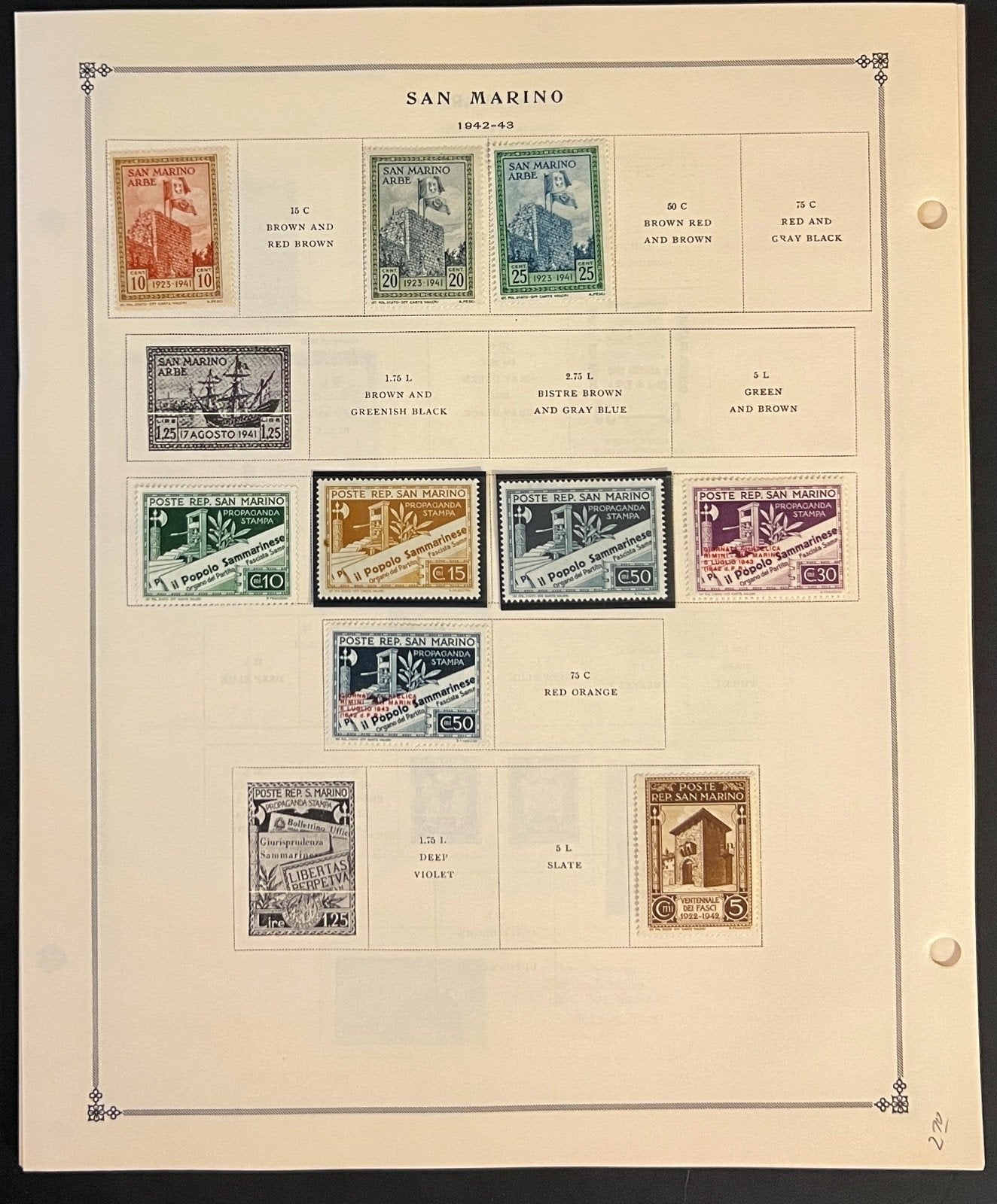 San Marino Stamp Collection Pages Mint & Used 1941-1976 ZAYIX