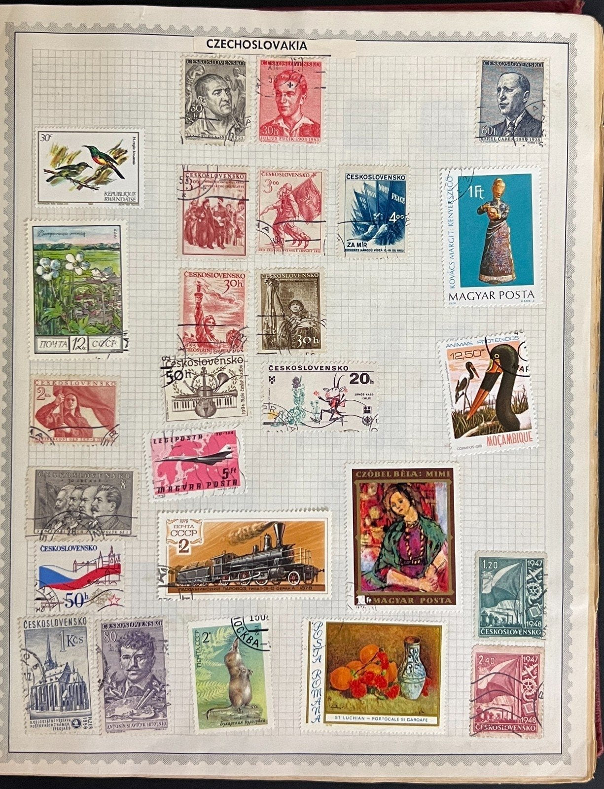 World Wide Postage Stamp Collection Album Hundreds of Stamps Used ZAYIX