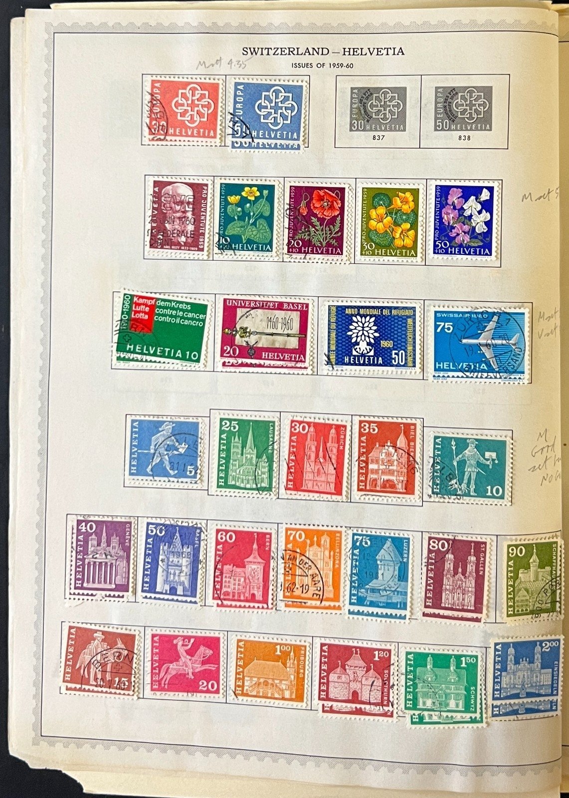 Switzerland Stamp Collection Pages Used 1953-1981 ZAYIX
