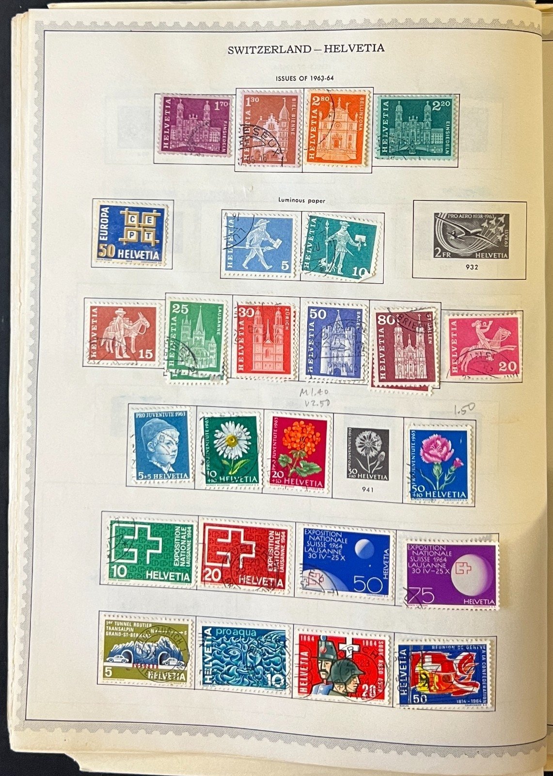 Switzerland Stamp Collection Pages Used 1953-1981 ZAYIX