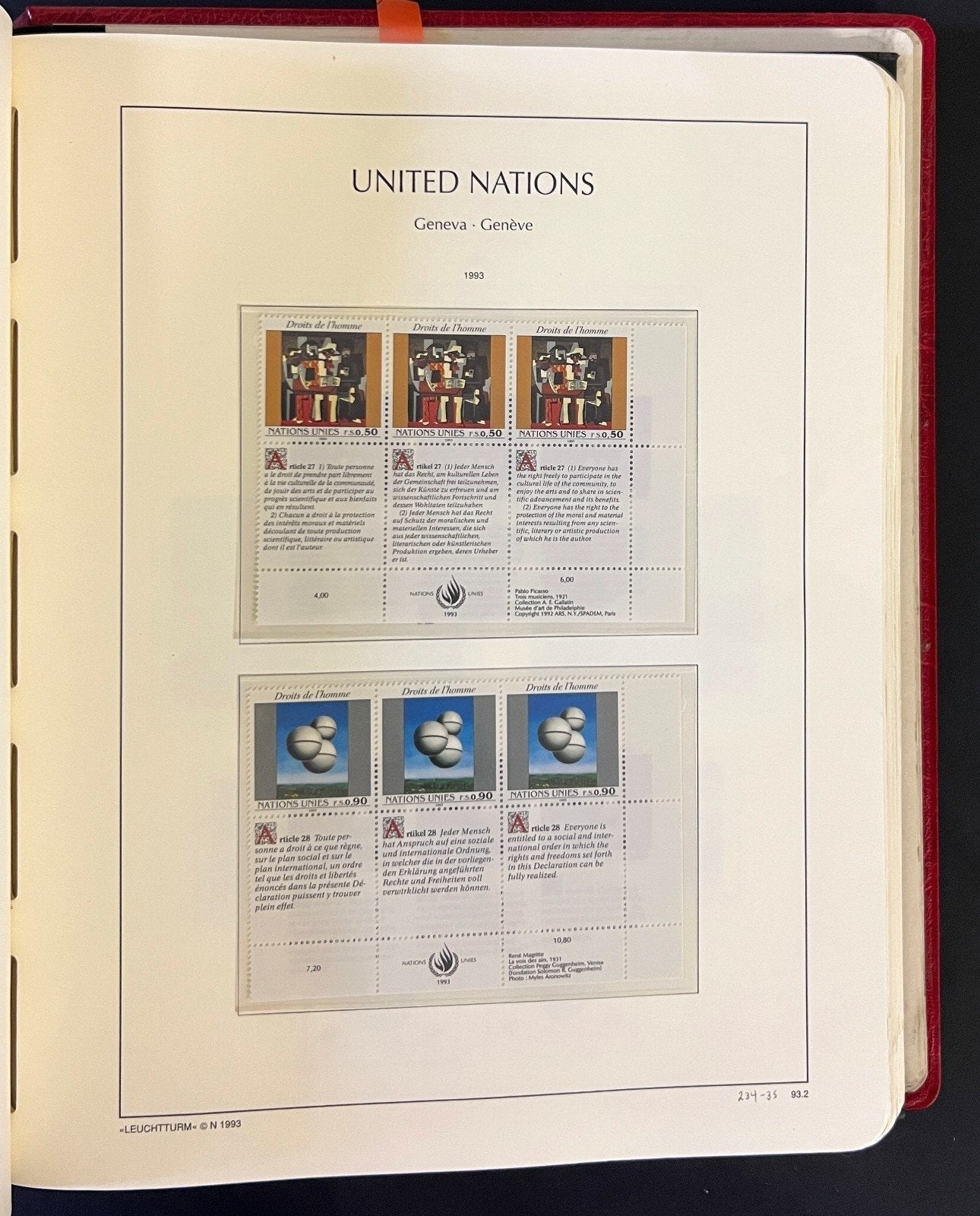 United Nations Stamp Collection 3 Lighthouse Hingeless Albums 1954-1998 ZAYIX