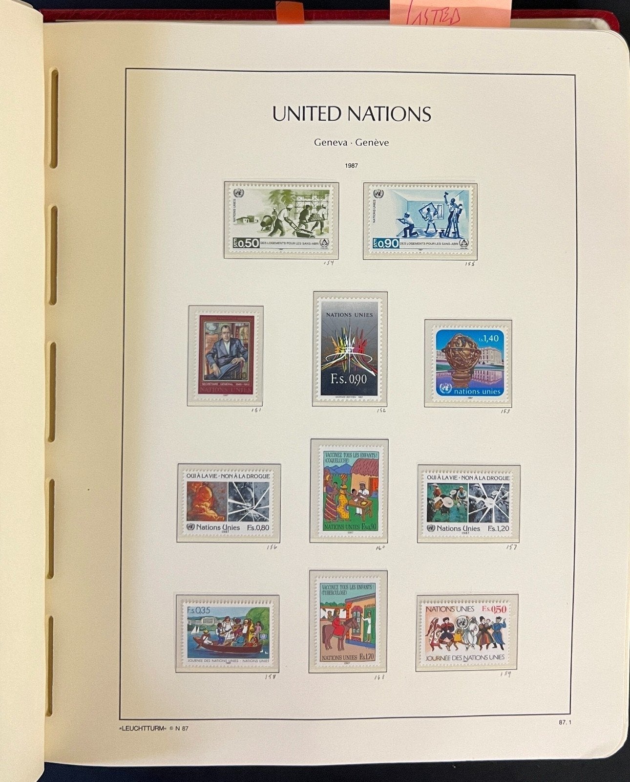 United Nations Stamp Collection 3 Lighthouse Hingeless Albums 1954-1998 ZAYIX