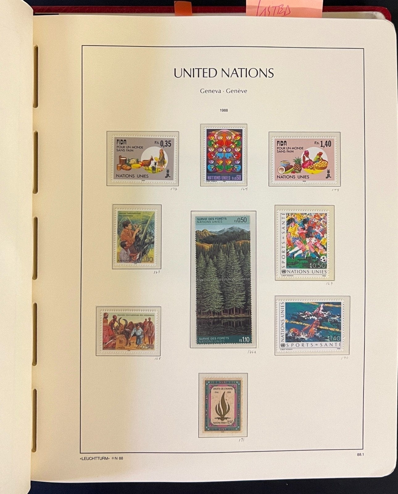 United Nations Stamp Collection 3 Lighthouse Hingeless Albums 1954-1998 ZAYIX