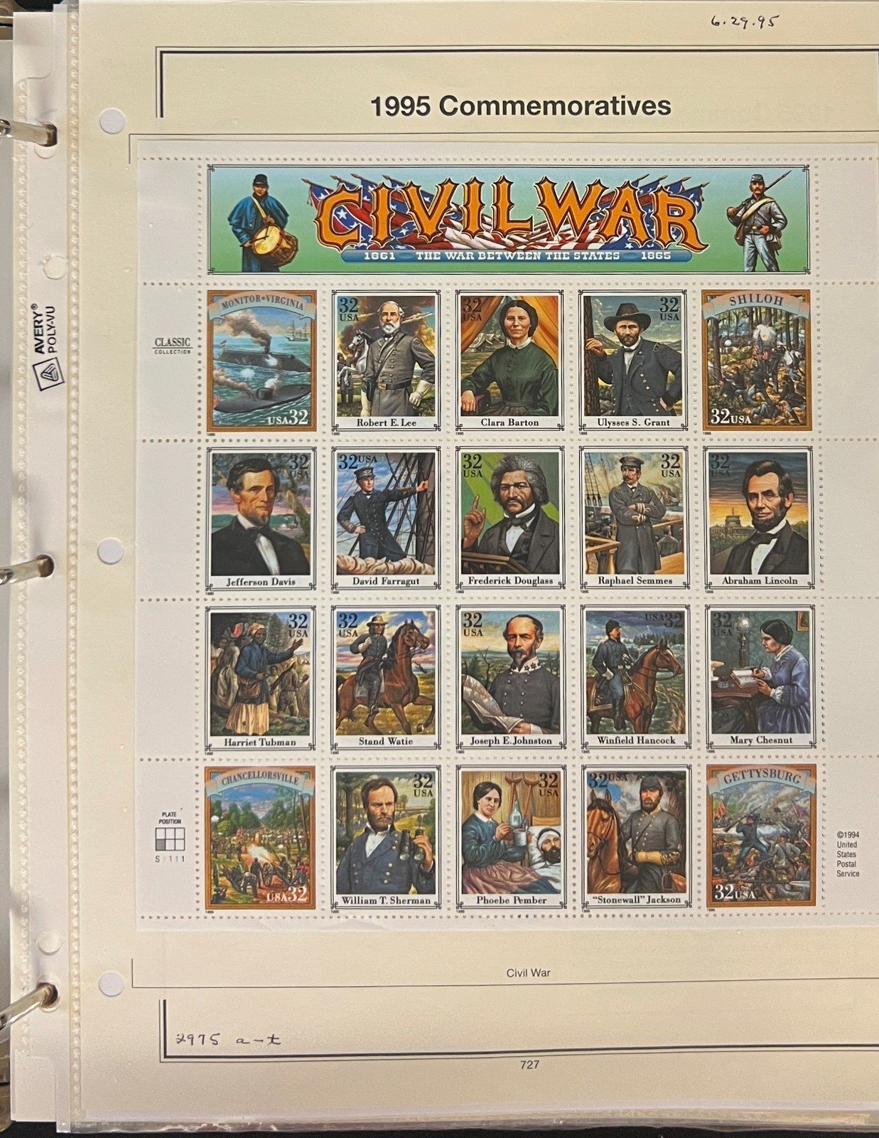 United States Stamp Collection Mystic Album 1200 Stamps 1994-2000 ZAYIX