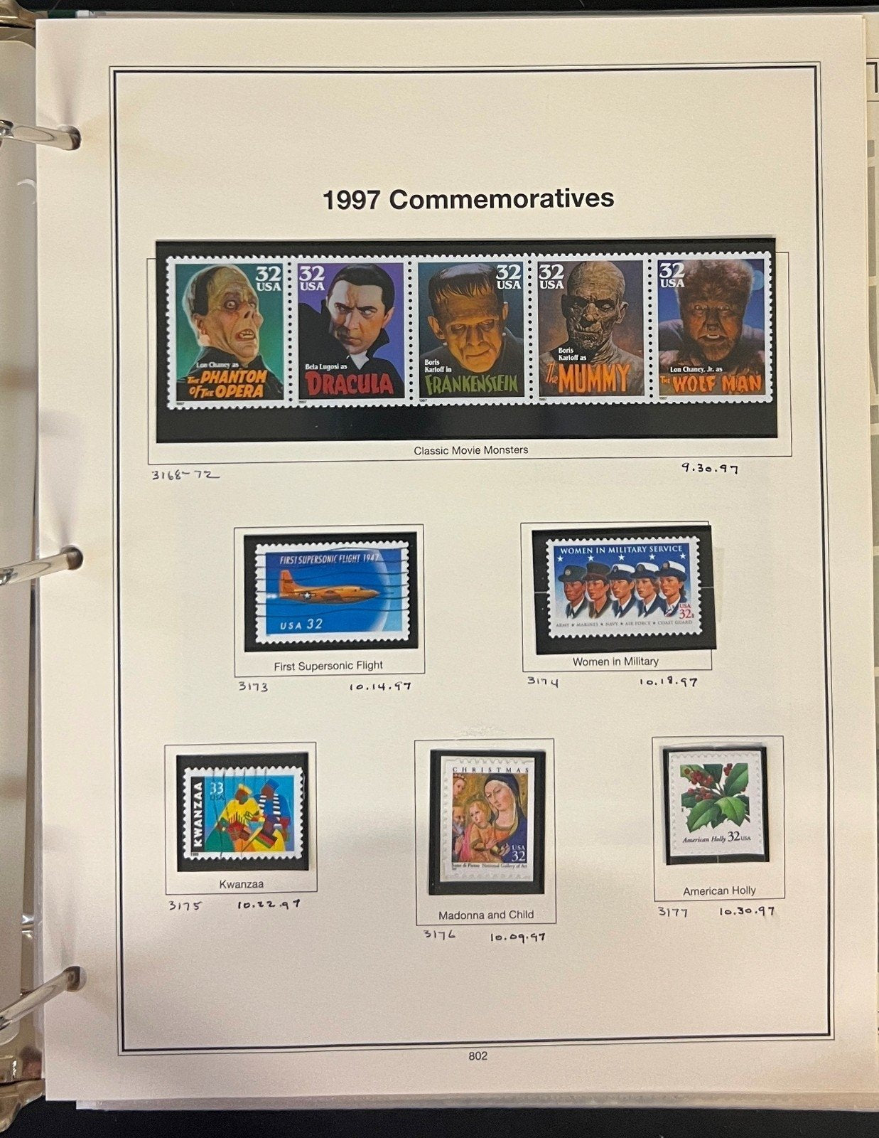 United States Stamp Collection Mystic Album 1200 Stamps 1994-2000 ZAYIX