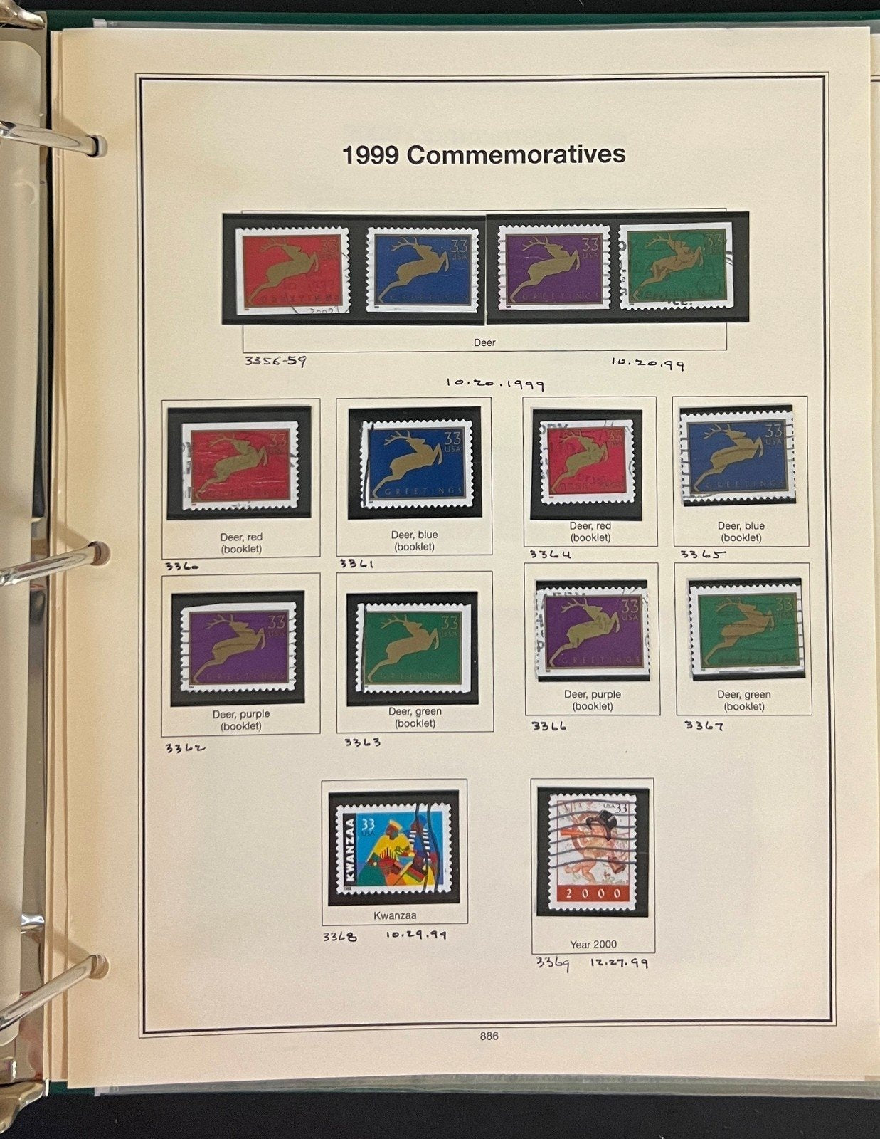 United States Stamp Collection Mystic Album 1200 Stamps 1994-2000 ZAYIX