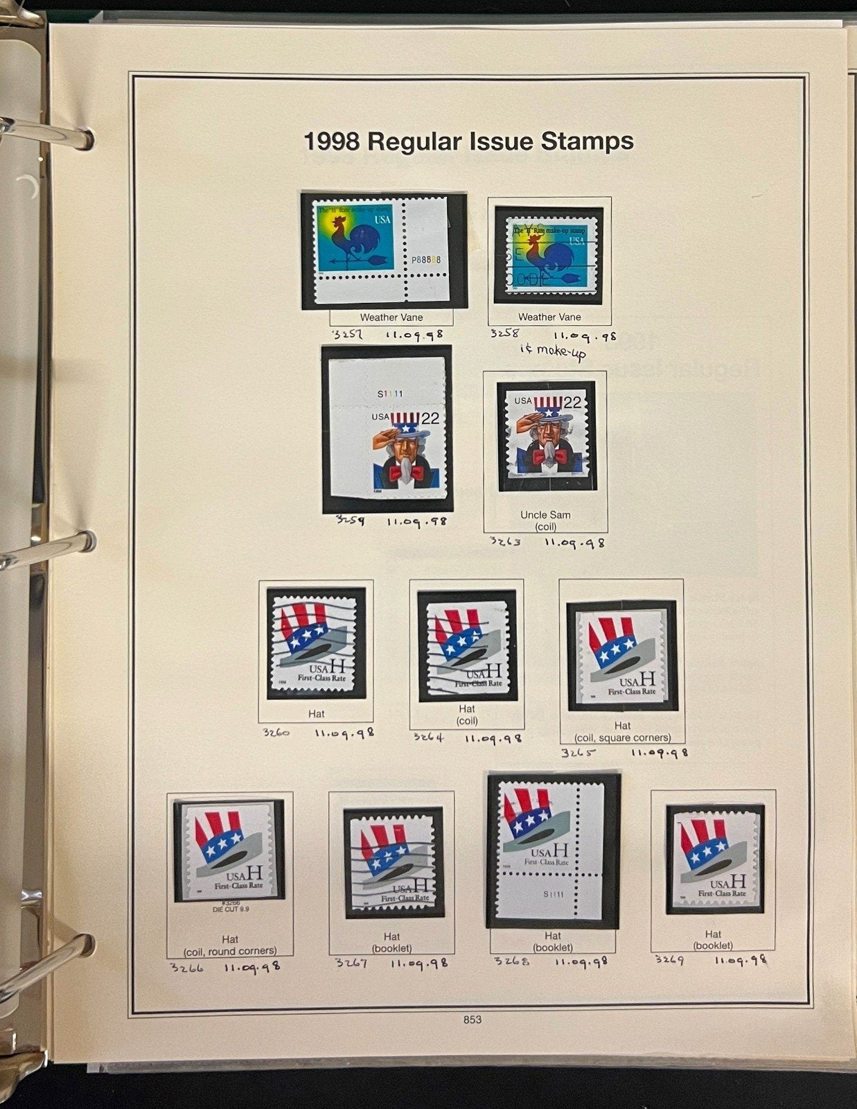 United States Stamp Collection Mystic Album 1200 Stamps 1994-2000 ZAYIX