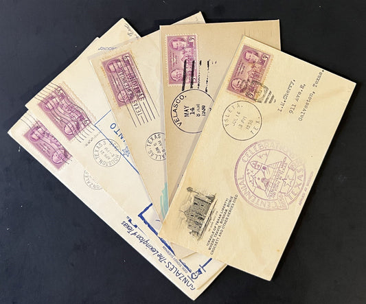 Texas Centennial Covers Collection Gonzales, Velasco, Ysleta, Houston Alamo ZAYIX