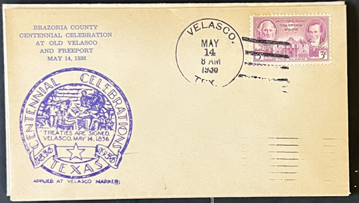 Texas Centennial Covers Collection Gonzales, Velasco, Ysleta, Houston Alamo ZAYIX