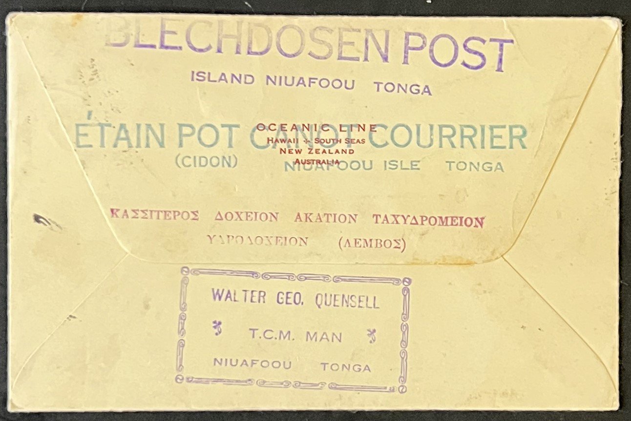 Tin Can Mail Niuafoou Tonga 1935 Cover Carried by Oceanic Liner Monterrey ZAYIX