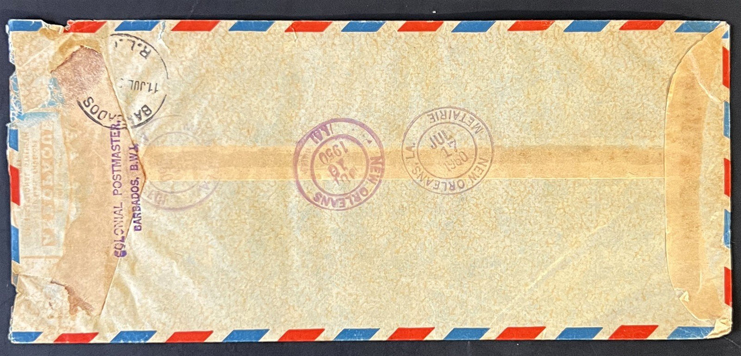 Barbados 216-223 on 1950 George VI Registered Airmail Cover to USA ZAYIX