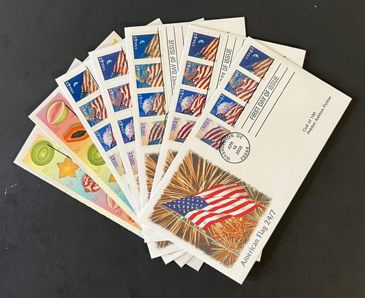 US FDC Collection Tropical Fruit American Flag 24/7 Coil Fleetwood Cachet ZAYIX