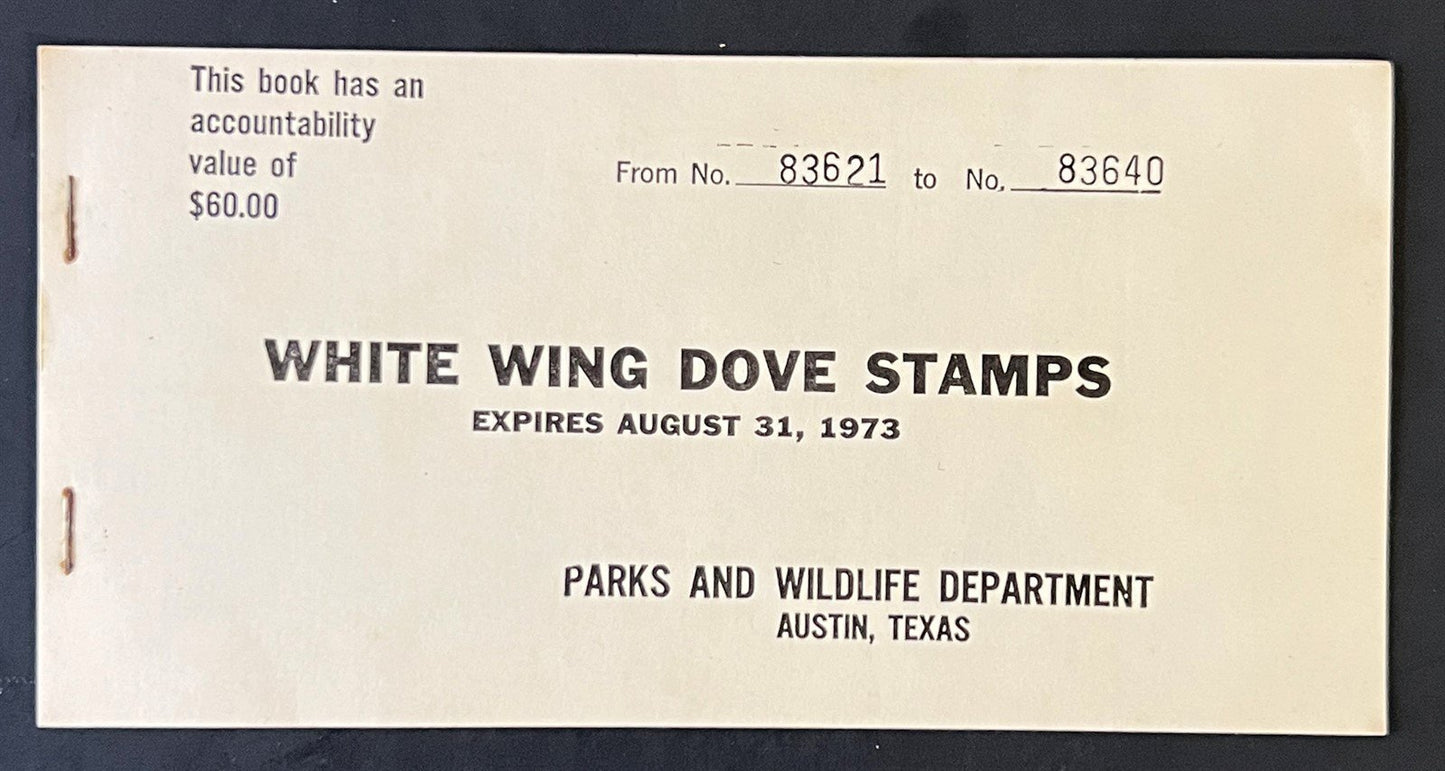 Texas TXD3 MNH 1973 White Wing Dove Stamp partial Booklet (18 stamps) ZAYIX