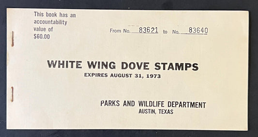 Texas TXD3 MNH 1973 White Wing Dove Stamp partial Booklet (18 stamps) ZAYIX