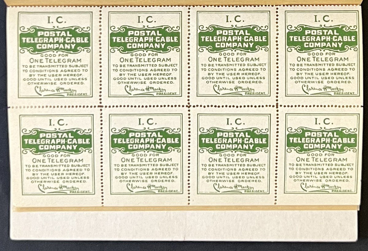 Postal Telegraph Co. Scott# 15T016b Booklet Pane Illinois Central Railroad ZAYIX