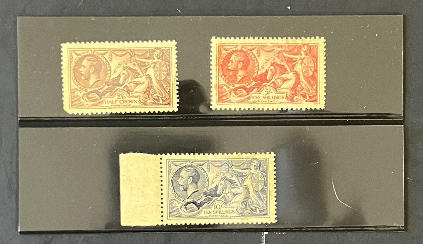 Great Britain 179-181 MLH Bradbury Wilkinson Seahorses, Faults CV $1050 ZAYIX