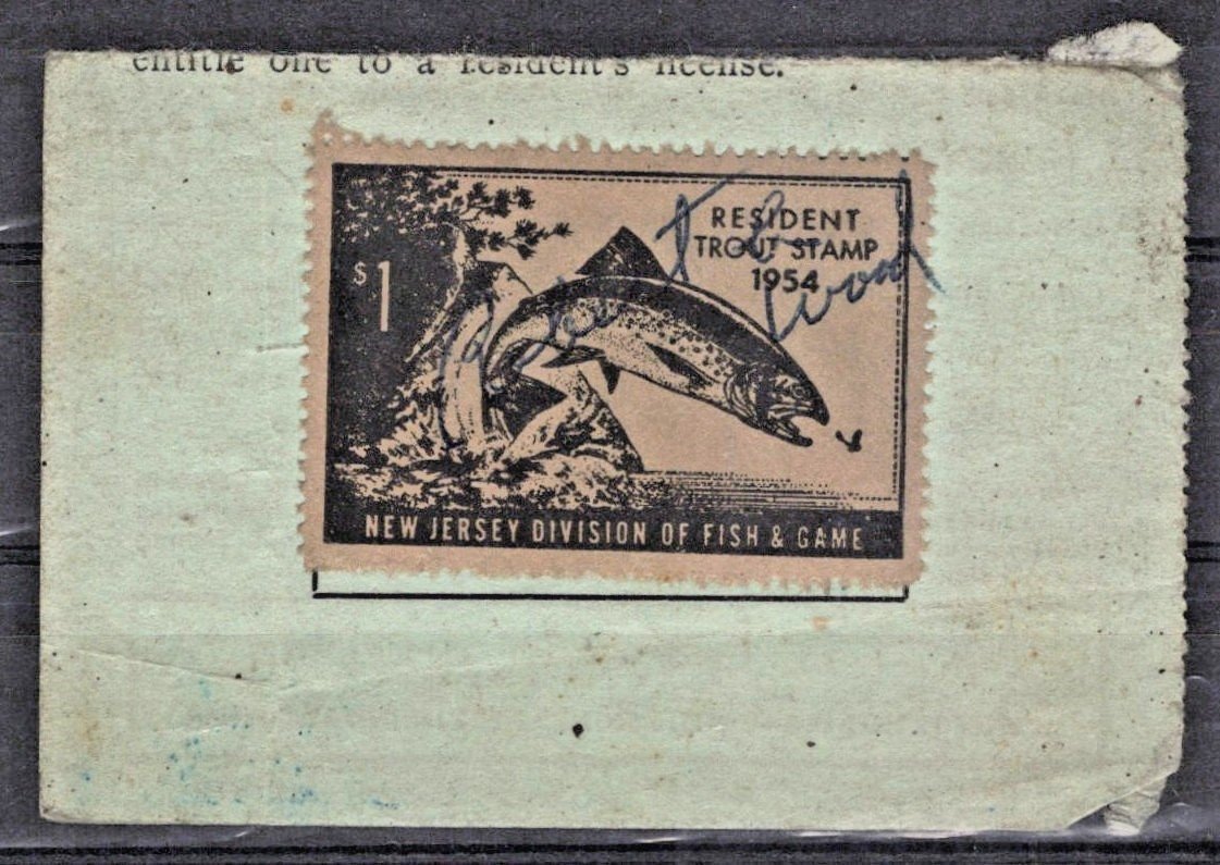 New Jersey NJT2 Used $1 1954 Trout Fishing On Partial License ZAYIX