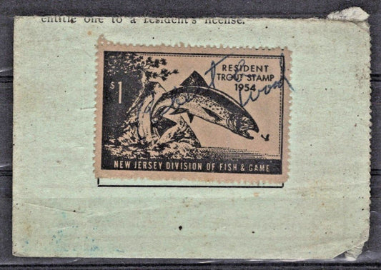 New Jersey NJT2 Used $1 1954 Trout Fishing On Partial License ZAYIX