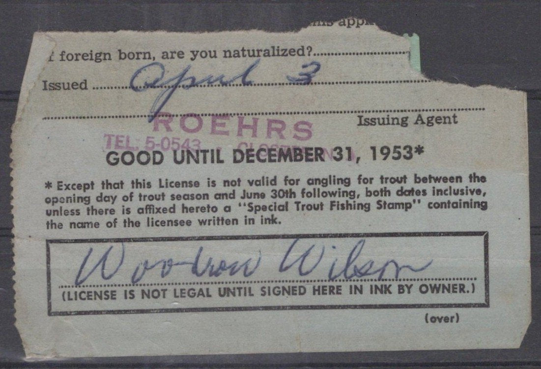 New Jersey NJT1 Used $1 1953 Trout Fishing On Partial License ZAYIX
