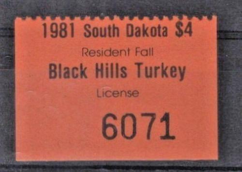 South Dakota SD-BTKF1 MNH $4 Black Hills Turkey 1981 Resident Fall License ZAYIX