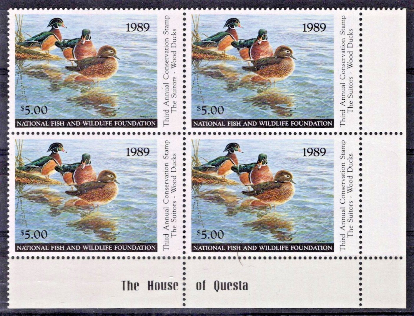 National Fish & Wildlife Foundation Block NFWF3 MNH 1989 $5 Mallards ZAYIX
