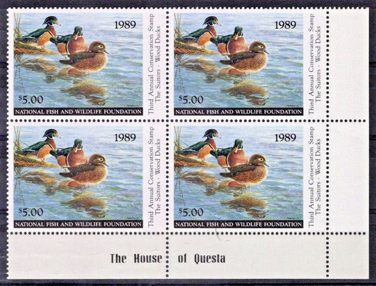 National Fish & Wildlife Foundation Block NFWF3 MNH 1989 $5 Mallards ZAYIX