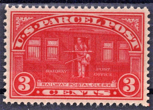 US Q3 MNH XF 3c carmine Parcel Post Railway Postal Clerk ZAYIX