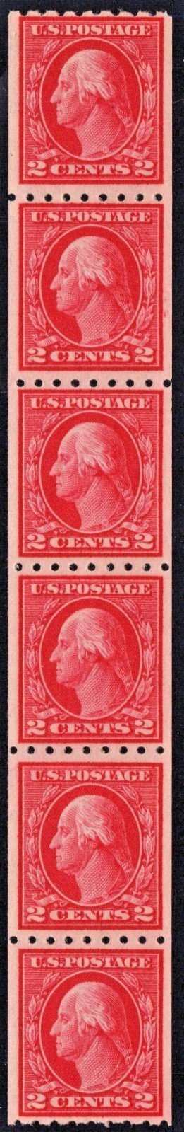 US 411 MNH VF 2c carmine 1912 George Washington Coil Strip Perf 8/12 Horiz ZAYIX