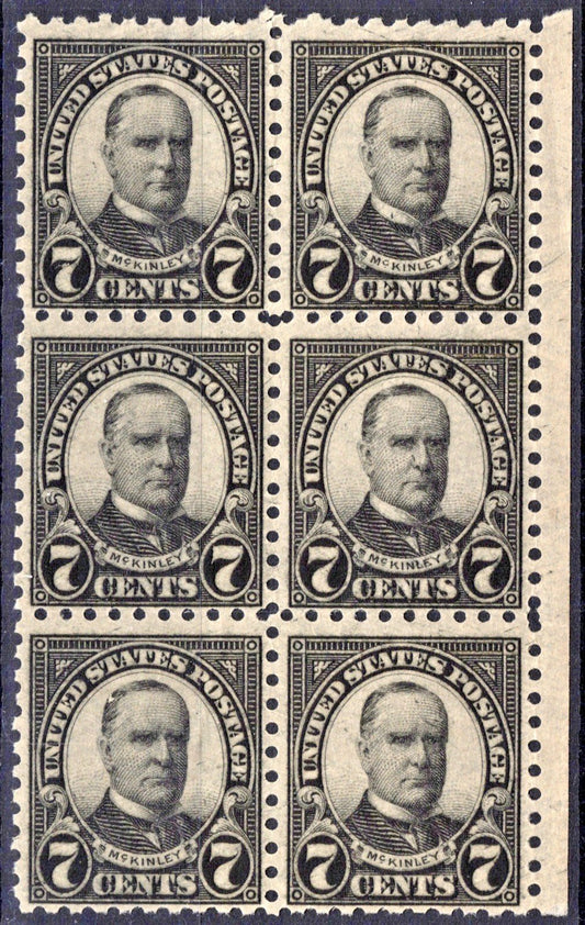 US 588 MNH FVF 1926 7c Black McKinley Block, Rotary Press, Perf 10 ZAYIX
