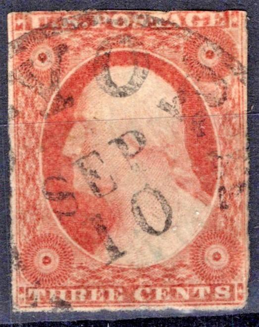 US 10A Used Fine 1851 3c orange brown, Type II George Washington ZAYIX
