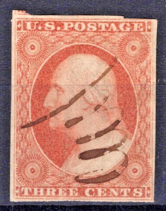 US 10A Used FVF 1851 3c Orange Brown, Type II George Washington ZAYIX