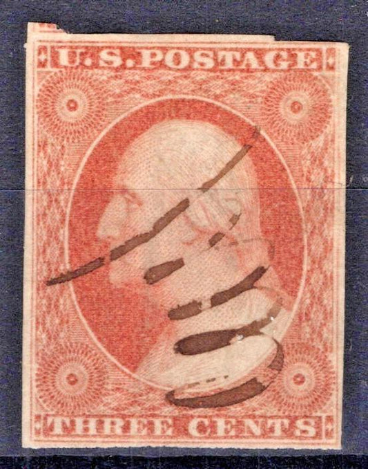 US 10A Used FVF 1851 3c Orange Brown, Type II George Washington ZAYIX